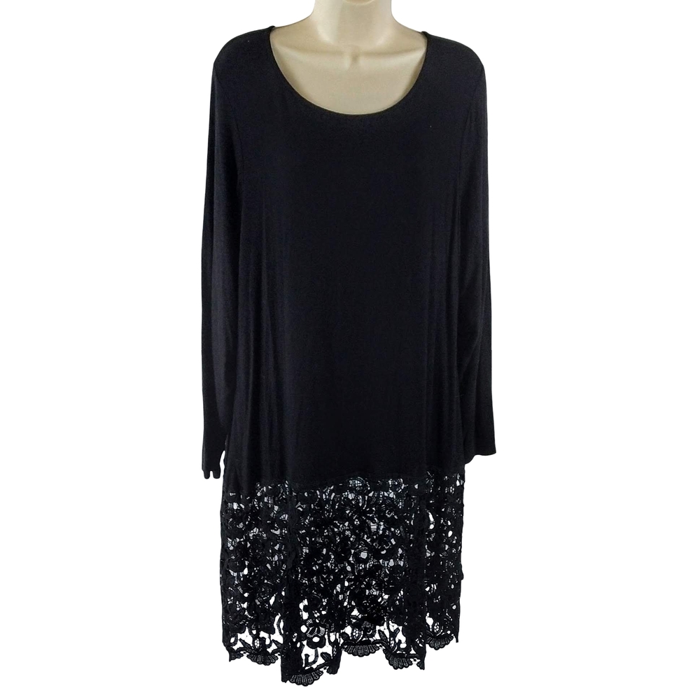 L & B Lucky And Blessed  Black Lace Hemmed Midi Dress